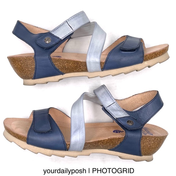 Wanda Panda Shoes Twotone Blue Leather Wanda Panda Wedge Heeled Cork Sandals Eu 39 Poshmark